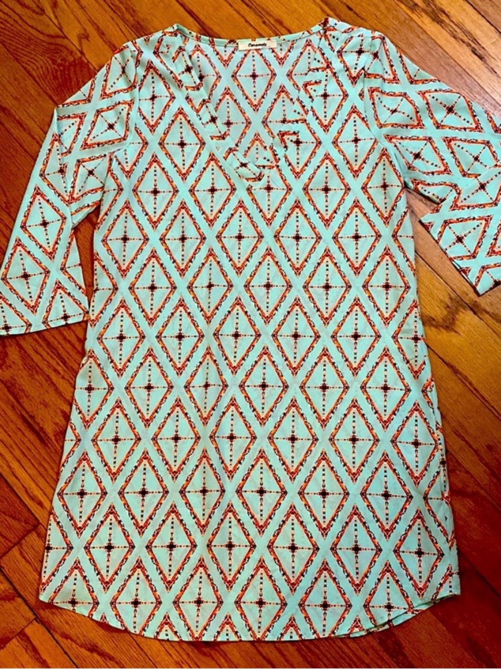 Caramela, Inc. Mint geometric print lightweight dress